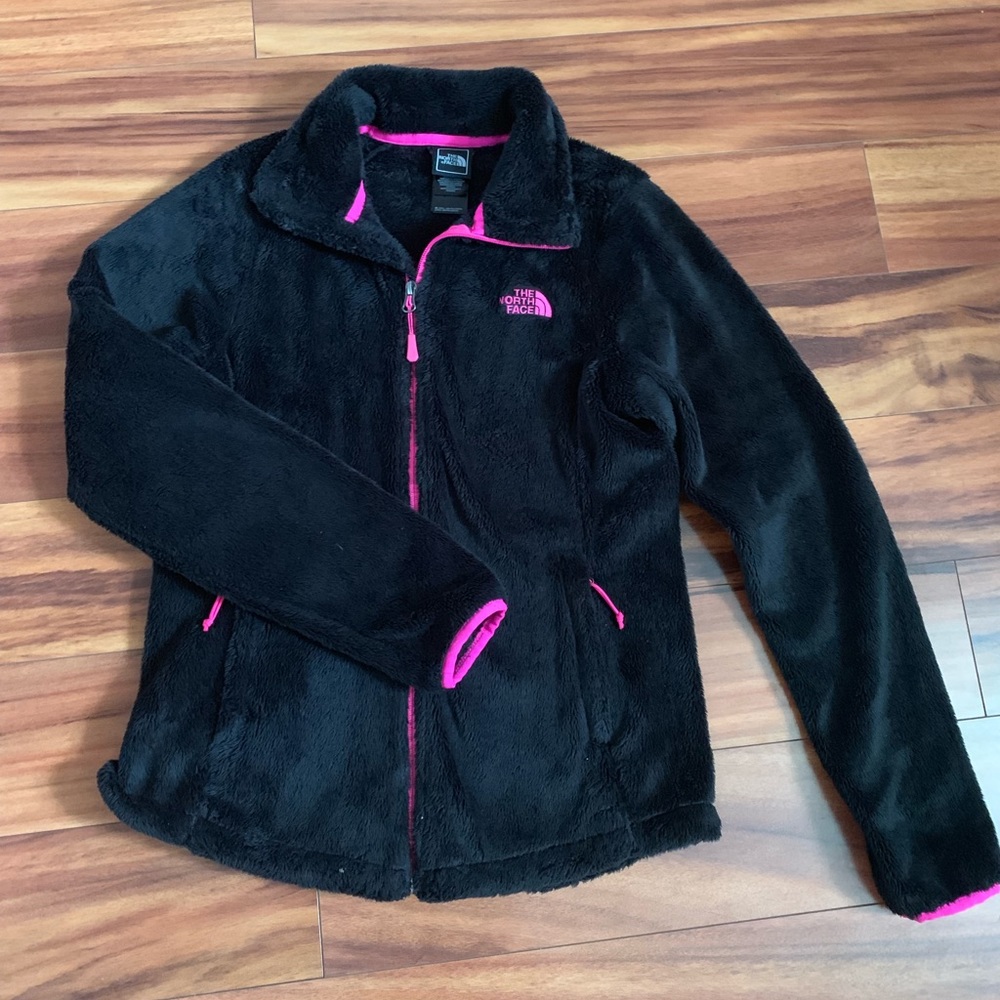 Black Fuzzy (Pink Logo) North Face